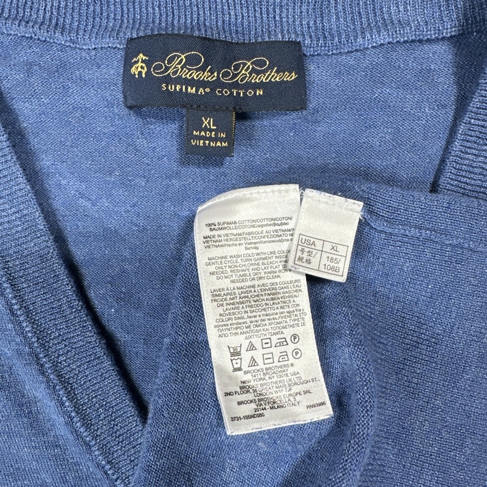 Brooks Brothers V-Neck Sweater Men's XL 100% Supima Cotton‎ Lightweight Pullover - Picture 5 of 6